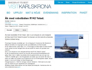 Turistbyrån i Karlskrona annonserar om att åka med Rbb Ystad